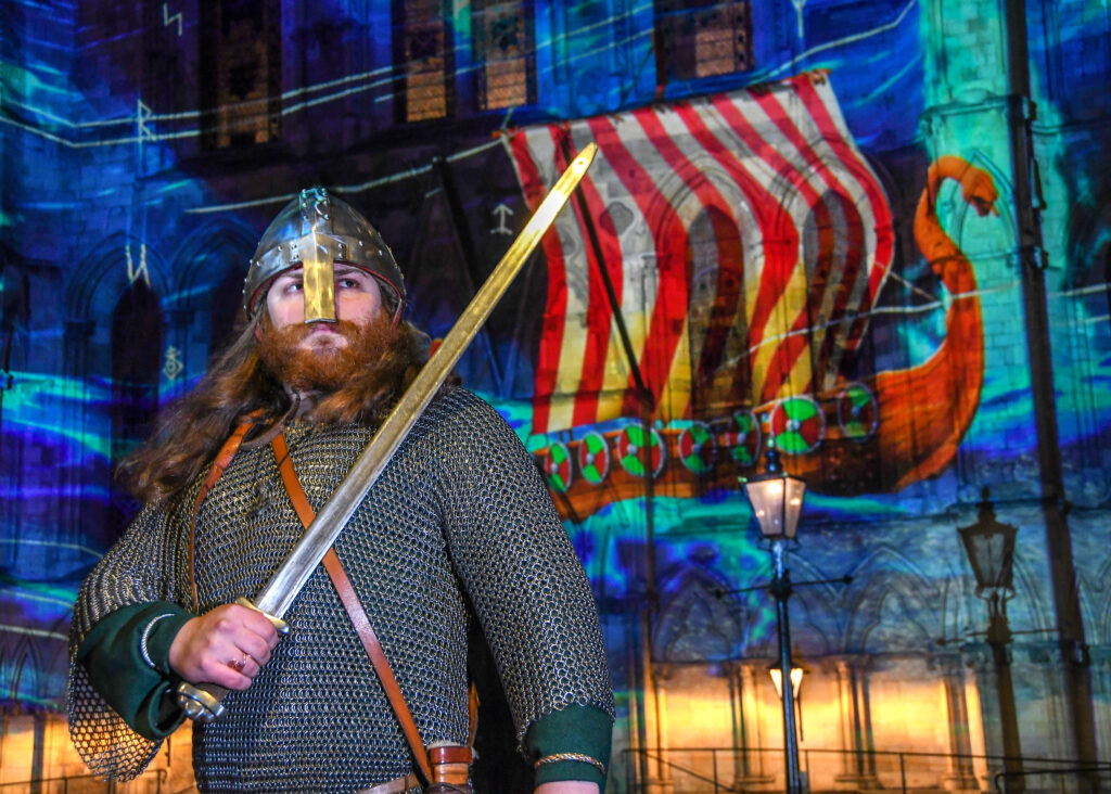 JORVIK's Viking at Colour and Light 2025 outside York Minster (2)