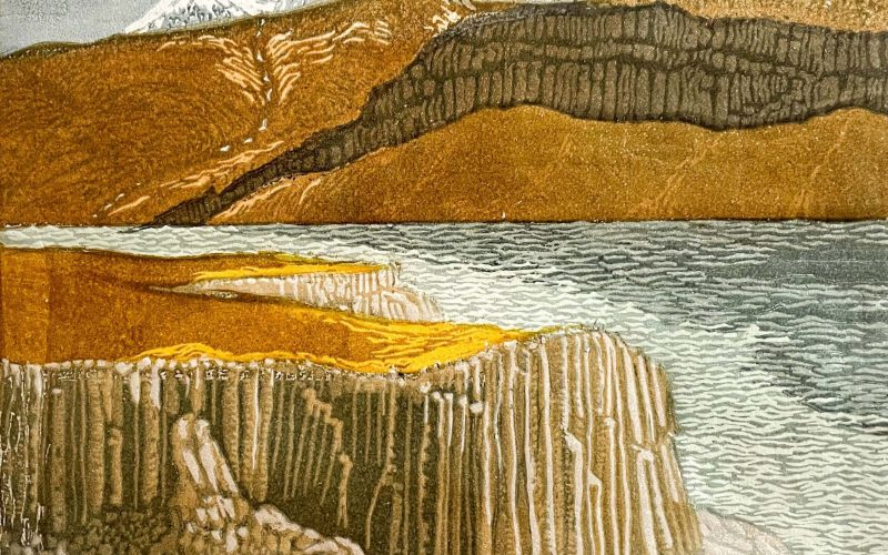 8 Exploration and Discovery – Cumbria Printmakers - Roger Dewhurst - Loch na Keal Linocut - Farfield Mill